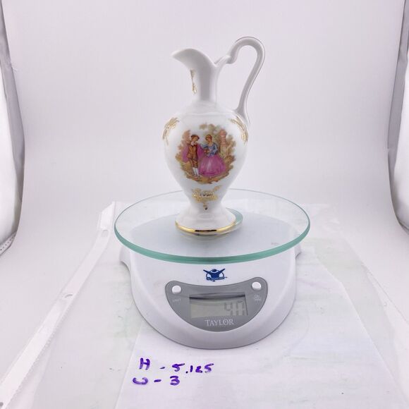 Limoges porcelain ewer,  small pitcher or vase Courting Couple - Picture 3 of 10